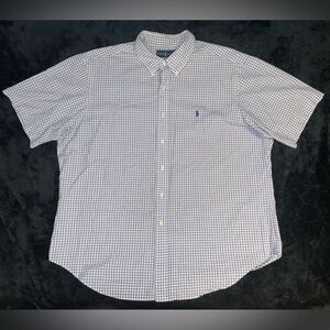 Polo Ralph Lauren Men’s White Plaid Button Down SS Shirt Size 2XL Classic Fit